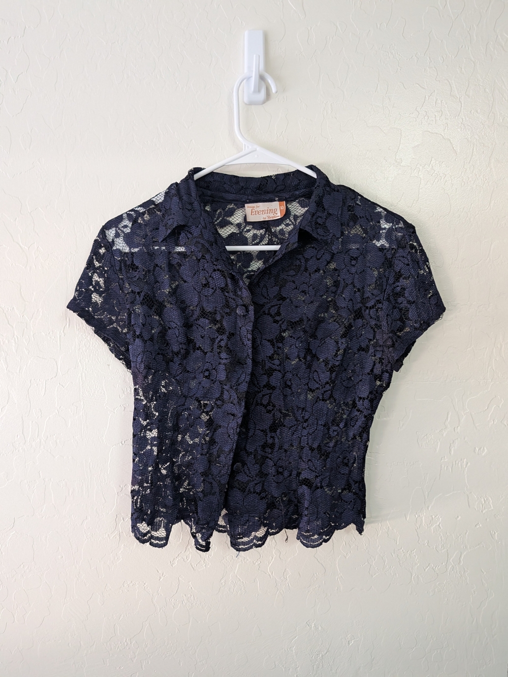Vintage Rockmans Design for Sheer Lace Button Down Blouse Size AU10